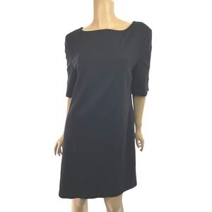 HunkyDory Stockholm Black Shift Dress Size XL Elbow Sleeves Exposed Back Zip